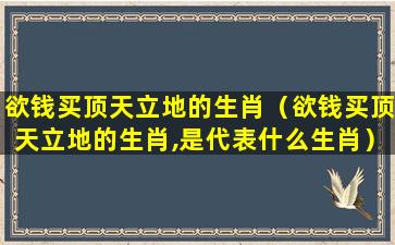 欲钱买顶天立地的生肖（欲钱买顶天立地的生肖,是代表什么生肖）