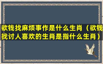 欲钱找麻烦事作是什么生肖（欲钱找讨人喜欢的生肖是指什么生肖）