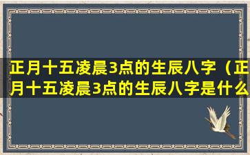 正月十五凌晨3点的生辰八字（正月十五凌晨3点的生辰八字是什么）