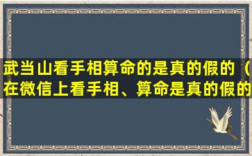 武当山看手相算命的是真的假的（在微信上看手相、算命是真的假的）