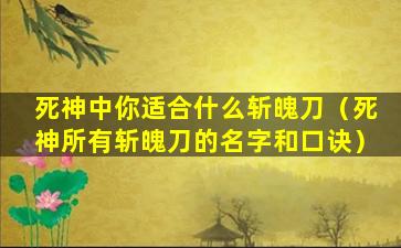 死神中你适合什么斩魄刀（死神所有斩魄刀的名字和口诀）