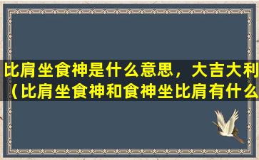 比肩坐食神是什么意思，大吉大利（比肩坐食神和食神坐比肩有什么区别）