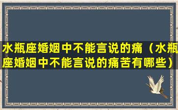 水瓶座婚姻中不能言说的痛（水瓶座婚姻中不能言说的痛苦有哪些）