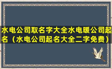 水电公司取名字大全水电暖公司起名（水电公司起名大全二字免费）