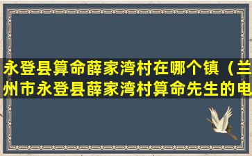 永登县算命薛家湾村在哪个镇（兰州市永登县薛家湾村算命先生的电话谁知道）