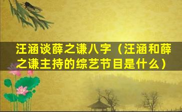 汪涵谈薛之谦八字（汪涵和薛之谦主持的综艺节目是什么）