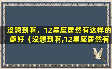 没想到啊，12星座居然有这样的癖好（没想到啊,12星座居然有这样的癖好）