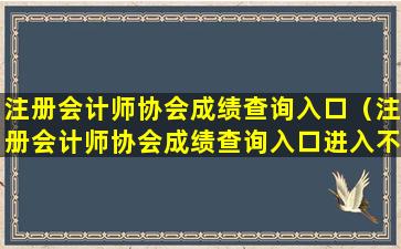 注册会计师协会成绩查询入口（注册会计师协会成绩查询入口进入不了）