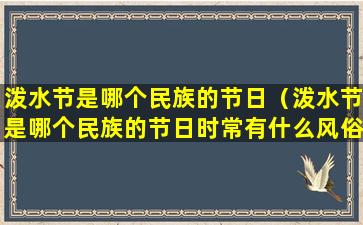 泼水节是哪个民族的节日（泼水节是哪个民族的节日时常有什么风俗）