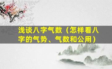 浅谈八字气数（怎样看八字的气势、气数和公用）