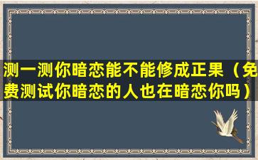 测一测你暗恋能不能修成正果（免费测试你暗恋的人也在暗恋你吗）