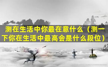 测在生活中你最在意什么（测一下你在生活中最高会是什么段位）