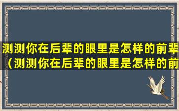 测测你在后辈的眼里是怎样的前辈（测测你在后辈的眼里是怎样的前辈呢）