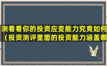 测看看你的投资应变能力究竟如何（投资测评里面的投资能力涵盖哪几个维度）