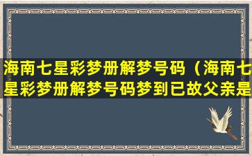 海南七星彩梦册解梦号码（海南七星彩梦册解梦号码梦到已故父亲是什么号码）