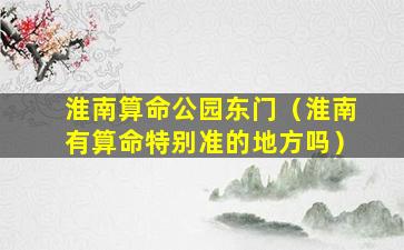 淮南算命公园东门（淮南有算命特别准的地方吗）