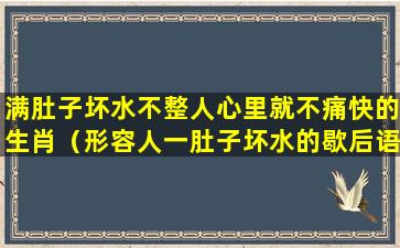 满肚子坏水不整人心里就不痛快的生肖（形容人一肚子坏水的歇后语）