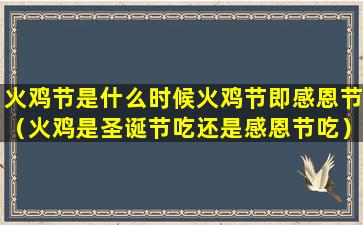 火鸡节是什么时候火鸡节即感恩节（火鸡是圣诞节吃还是感恩节吃）