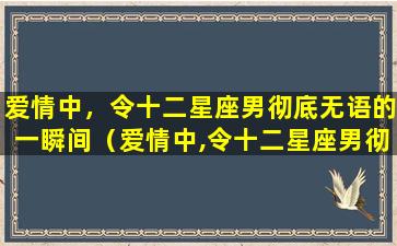 爱情中，令十二星座男彻底无语的一瞬间（爱情中,令十二星座男彻底无语的一瞬间）