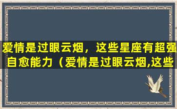 爱情是过眼云烟，这些星座有超强自愈能力（爱情是过眼云烟,这些星座有超强自愈能力）