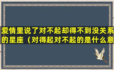 爱情里说了对不起却得不到没关系的星座（对得起对不起的是什么意思了）