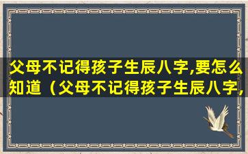 父母不记得孩子生辰八字,要怎么知道（父母不记得孩子生辰八字,要怎么知道他的命运）