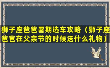 狮子座爸爸暑期选车攻略（狮子座爸爸在父亲节的时候送什么礼物）