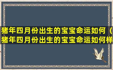 猪年四月份出生的宝宝命运如何（猪年四月份出生的宝宝命运如何样）