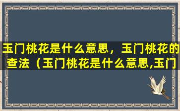 玉门桃花是什么意思，玉门桃花的查法（玉门桃花是什么意思,玉门桃花的查法）