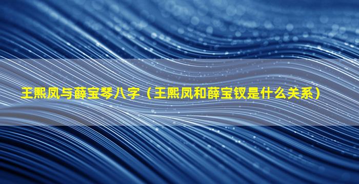 王熙凤与薛宝琴八字（王熙凤和薛宝钗是什么关系）