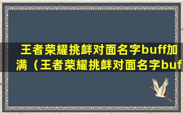 王者荣耀挑衅对面名字buff加满（王者荣耀挑衅对面名字buff加满什么意思）