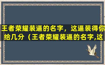 王者荣耀装逼的名字，这逼装得你给几分（王者荣耀装逼的名字,这逼装得你给几分）