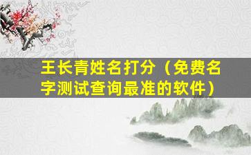 王长青姓名打分（免费名字测试查询最准的软件）