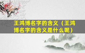 王鸿博名字的含义（王鸿博名字的含义是什么呢）