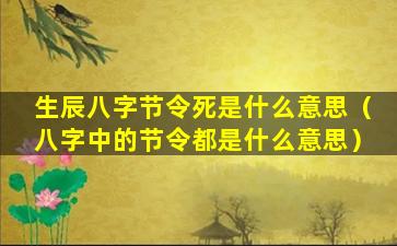 生辰八字节令死是什么意思（八字中的节令都是什么意思）