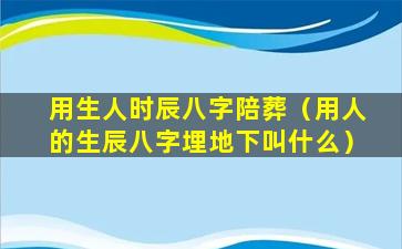 用生人时辰八字陪葬（用人的生辰八字埋地下叫什么）