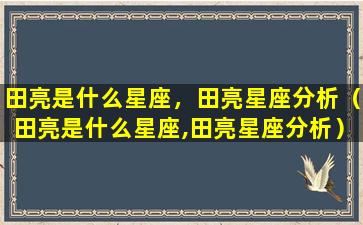 田亮是什么星座，田亮星座分析（田亮是什么星座,田亮星座分析）