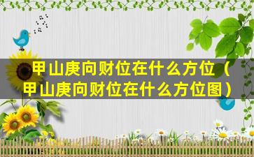 甲山庚向财位在什么方位（甲山庚向财位在什么方位图）