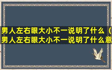 男人左右眼大小不一说明了什么（男人左右眼大小不一说明了什么意思）