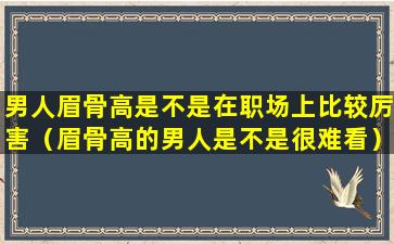 男人眉骨高是不是在职场上比较厉害（眉骨高的男人是不是很难看）