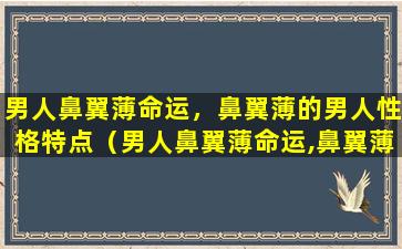 男人鼻翼薄命运，鼻翼薄的男人性格特点（男人鼻翼薄命运,鼻翼薄的男人性格特点）