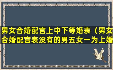 男女合婚配宫上中下等婚表（男女合婚配宫表没有的男五女一为上婚中婚还是下婚）