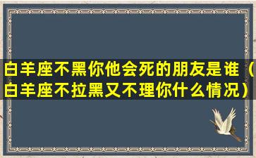 白羊座不黑你他会死的朋友是谁（白羊座不拉黑又不理你什么情况）