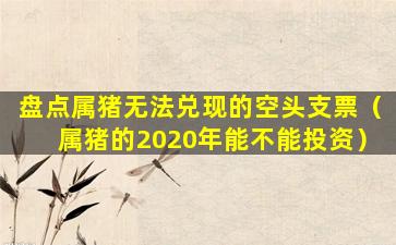 盘点属猪无法兑现的空头支票（属猪的2020年能不能投资）