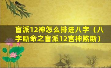 盲派12神怎么排进八字（八字断命之盲派12宫神煞断）