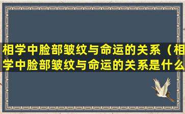 相学中脸部皱纹与命运的关系（相学中脸部皱纹与命运的关系是什么）