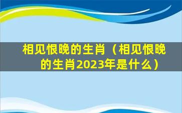 相见恨晚的生肖（相见恨晚的生肖2023年是什么）