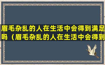 眉毛杂乱的人在生活中会得到满足吗（眉毛杂乱的人在生活中会得到满足吗女生）