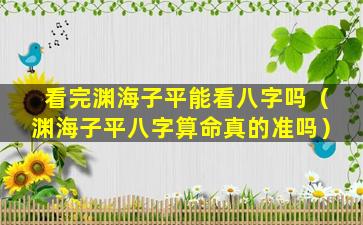 看完渊海子平能看八字吗（渊海子平八字算命真的准吗）