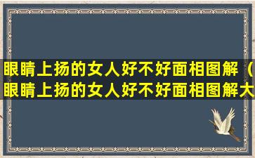 眼睛上扬的女人好不好面相图解（眼睛上扬的女人好不好面相图解大全）